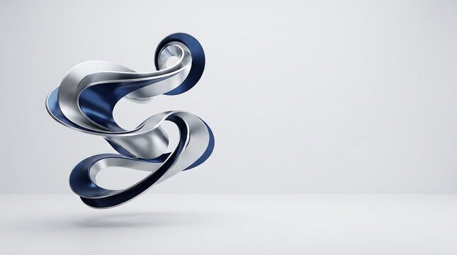 Abstract 3D Liquid Flow Sculpture Representing Innovation and Digital Transformation for Future Technology and Minimalist Corporate Presentations