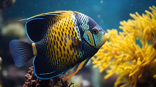 Vibrant Tropical Angelfish Swimming in Coral Reef