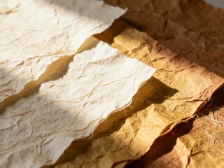 Fototapeta premium Sunlit Crumpled Paper Textures