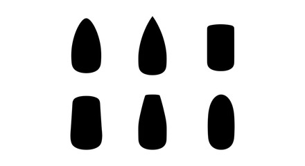 Six Black Nail Shapes Vector Icons, Manicure Styles Set, Beauty Design Elements © MIM