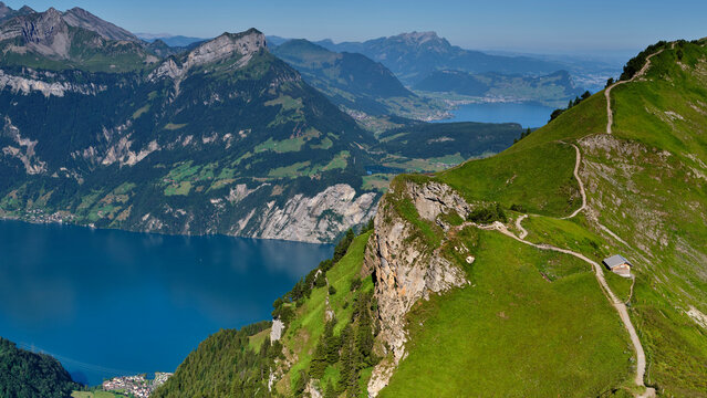 Breathtaking Mountain Landscape of Stoos and Lake Lucerne in Switzerland