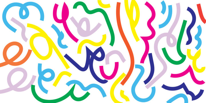 Abstract Colorful Line Art Background with Vibrant Messy Scribbles and Doodles