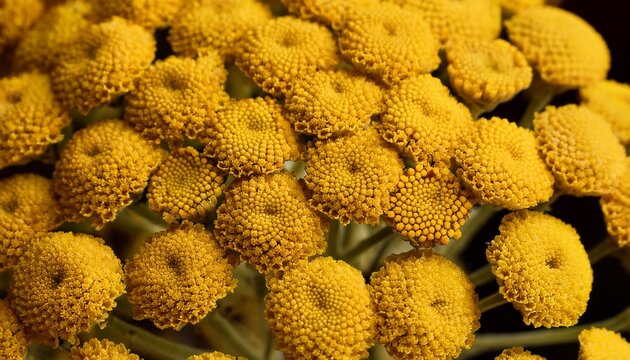 Yellow Gold Plate Yarrow Flowers Showing The Underside Texture