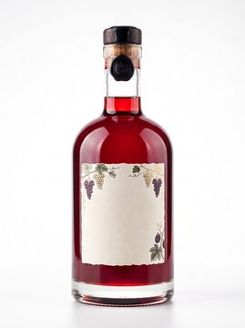 Traditional Glass Bottle of Wild Berry and Honey Syrup Isolated on White