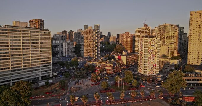 Vancouver BC Canada Aerial v60 drone flyover bustling English Bay Beach capturing residential buildings in West End and urban downtown cityscape at sunset - Shot with Mavic 3 Pro Cine - July 2023