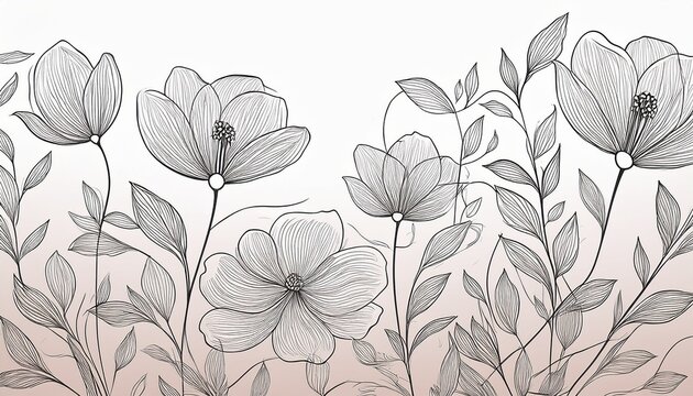 Boceto Floral Minimalista Con Delicado Arte Lineal