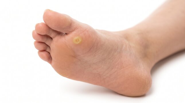 Close Up of Foot Corn on Plantar Surface Medical and Podiatry Concept