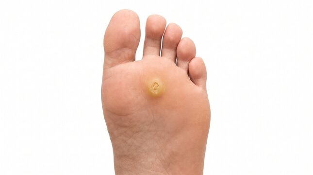 Close Up of Foot Corn on Plantar Surface Medical and Podiatry Concept