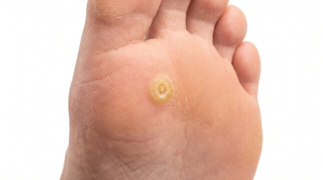 Close Up of Foot Corn on Plantar Surface Medical and Podiatry Concept