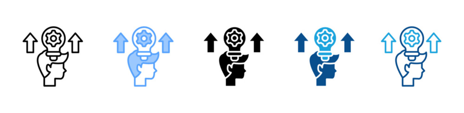 Upskilling web icon with multiple style collection