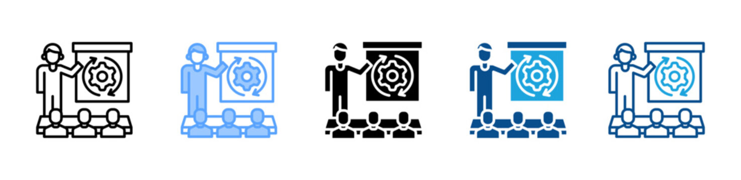 Training web icon with multiple style collection