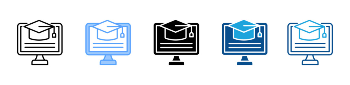 E-Learning web icon with multiple style collection