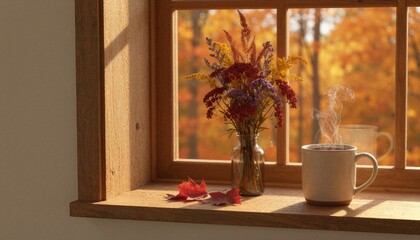 Fototapeta premium Dark Autumn Candles Still Life
