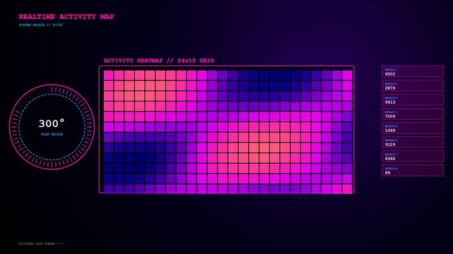A modern interface displays a Realtime Trend Visualization with shifting data grids, fluctuating heatmaps, and changing vector angles for advanced digital analysis.