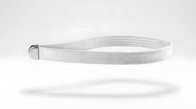 White Fabric Belt Floating in Air with Soft Shadow