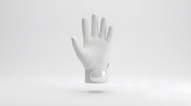 White Gloved Hand Soccer Goalkeeper Glove Floating in White Studio