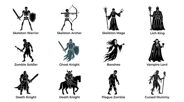 Skeleton figures in various poses.
