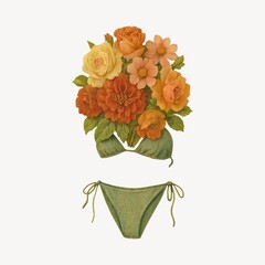 Obraz premium Floral bikini illustration art