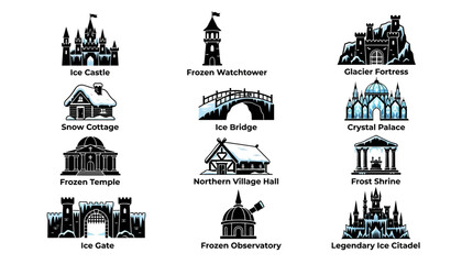Fototapeta premium Ice Castle Fantasy Architecture Structures.
