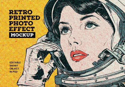 Retro Printed Photo Effect Mockup