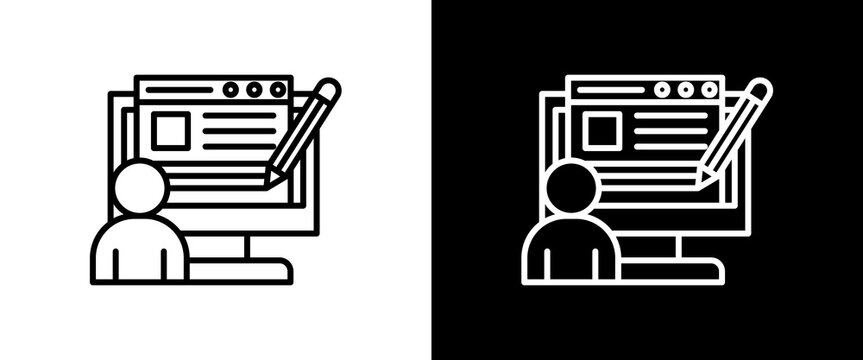 Content Creator white and black icon set design
