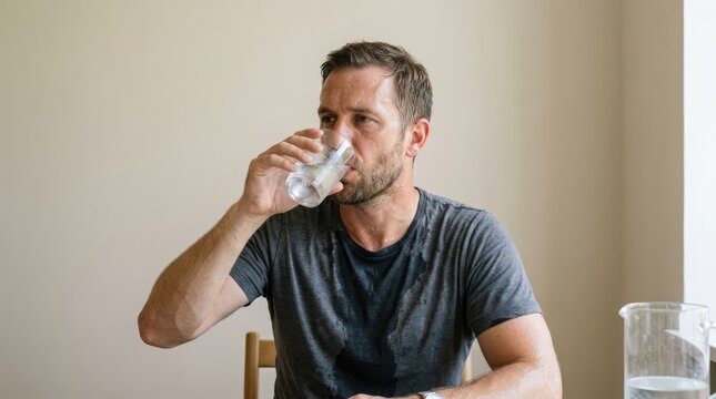 Man drinking water after exercise