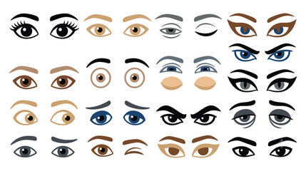 Set of various human eyes with different expressions and styles for character creation. © jubayer71