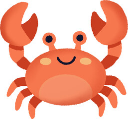 Cute red crab flat illustration, adorable smiling cartoon sea crab with claws for children ocean marine design  © 민지 오