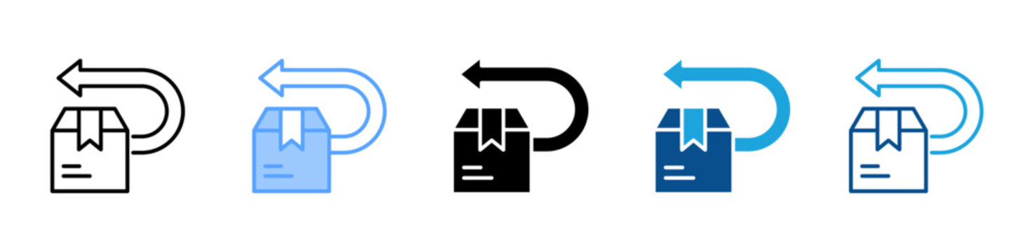 Return Shipment web icon with multiple style collection