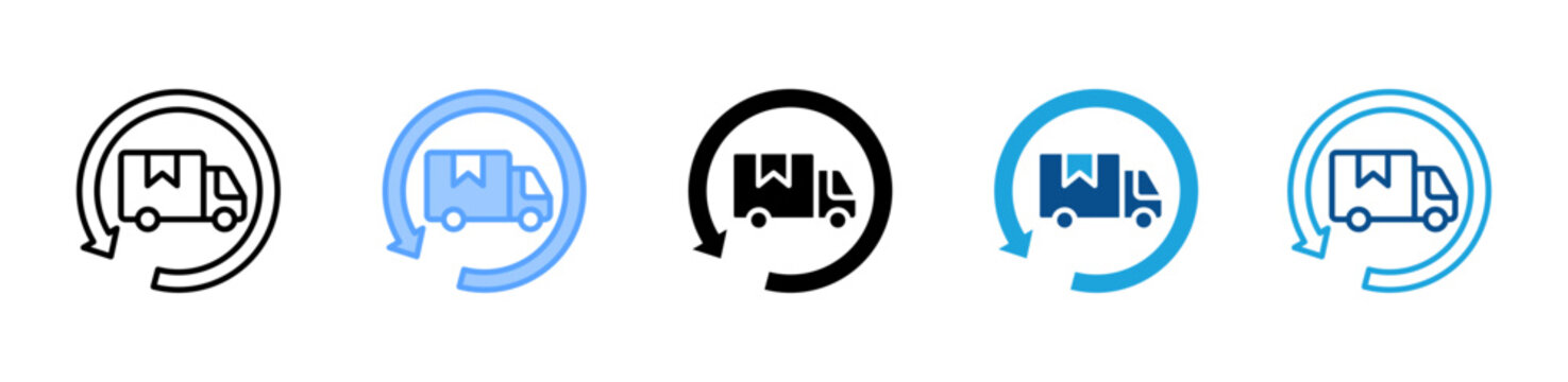 Reverse Logistics web icon with multiple style collection