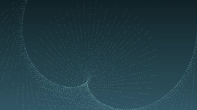 Abstract Moonlit Asteroid gradient background animation featuring tiny glowing light particles arranged like a rotating sheet that opens into a blooming fan shape at the center.