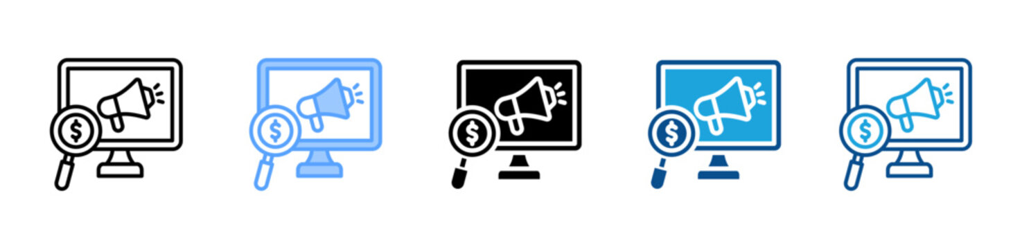 Search Marketing web icon with multiple style collection
