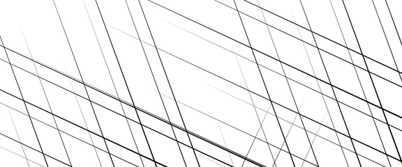 Fototapeta premium Abstract Black Random Diagonal Lines Vector Illustration on White Background. Social Media Cover, Presentation, Poster, Wallpaper, Branding, Print, Packaging, and Creative Graphic Design Projects.