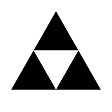 Vector silhouette icon of a triforce triple triangle