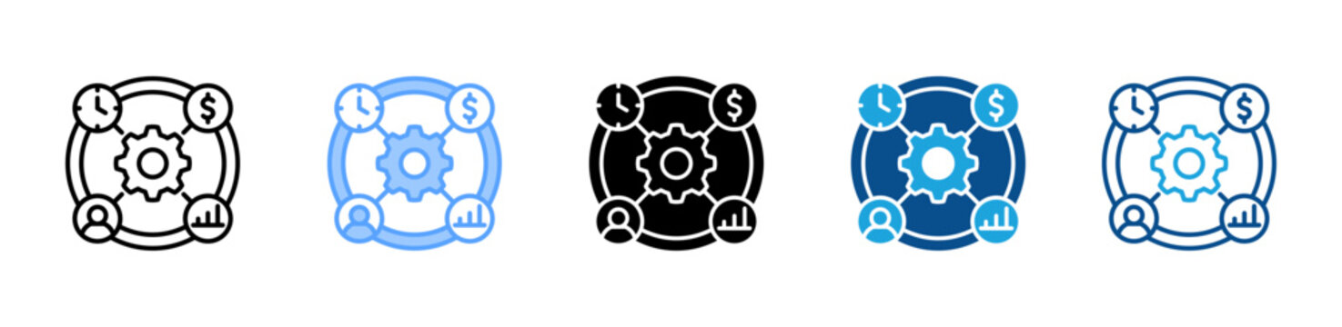 Project Management web icon with multiple style collection
