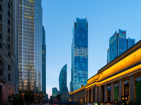 Toronto, ON, - Jun 27, 2025: Skyline view of downtown Toronto with the golden Union Station (Toronto&rsquo;s Primary Rail Terminal) to the right, and CIBC tower and other skyscraper in the background