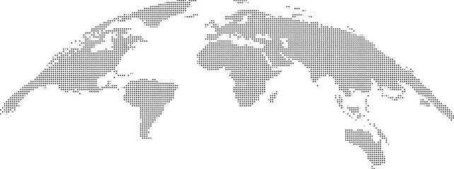 Halftone World Map in Gray Tones © Akel