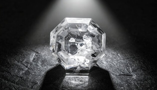 Raw Octahedral Diamond Gemstone with Internal Characteristics and Facets