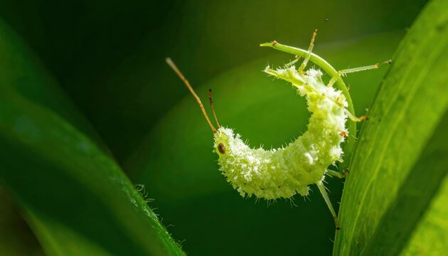 Spittlebug larva covered in frothy protective casing on green plant stem