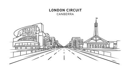 Fototapeta premium London Circuit Canberra Civic District Australia Architectural Line Art