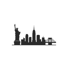 Obraz premium New York City Skyline Silhouette Against A White Background