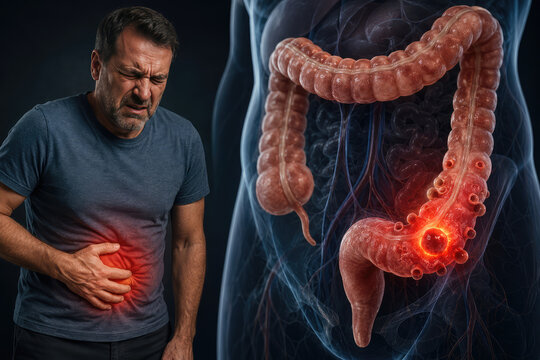 Man with Abdominal Pain and Inflamed Colon Diverticulitis