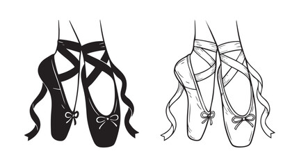 ballet slippers silhouette with line art vector icon black black silhouette with line art vector icon © Shamsul
