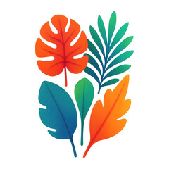 Obraz premium PNG Colorful tropical leaves illustration.