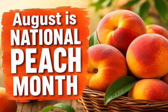 Fresh peaches in a basket for August is National Peach Month.