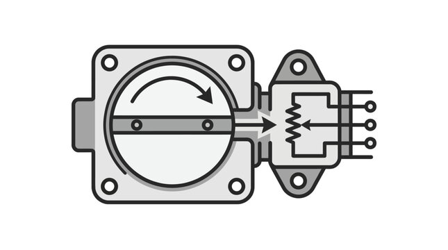 Dynamic Rotary Sensor with Potentiometer and Circuit Board Connection Illustrated with high quality professional line art symbols for modern creative design and digital branding projects