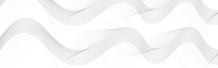 Fototapeta premium Modern Flowing Curved Line Pattern, Dynamic Wavy Stripe Design, Minimal Monochrome Abstract Background for Technology, Abstract Grey Wave Line Black Vector Illustration on White Background.