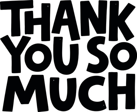 Handwritten thank you so much lettering isolated on transparent background