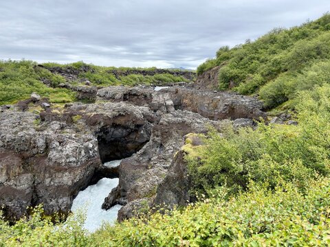 Barnafoss water in Iceland.
