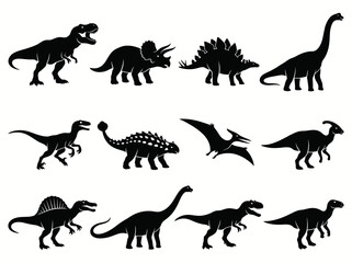 Set of various dinosaur silhouettes © Hamid